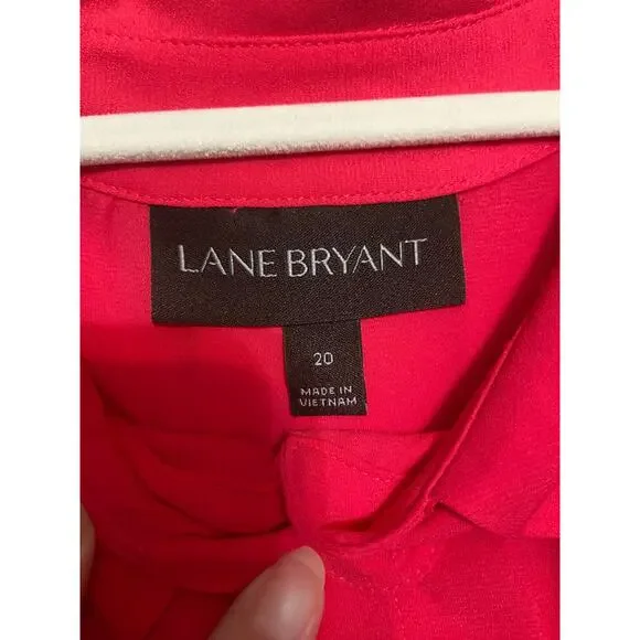 Lane Bryant Size 20 Semi Sheer Button Up Sleeveless Blouse - Hot Pink EUC - Picture 7 of 11